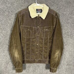 Faherty Jacket Mens Medium Brown Corduroy Sherpa Lined Snap Front Bomber Trucker